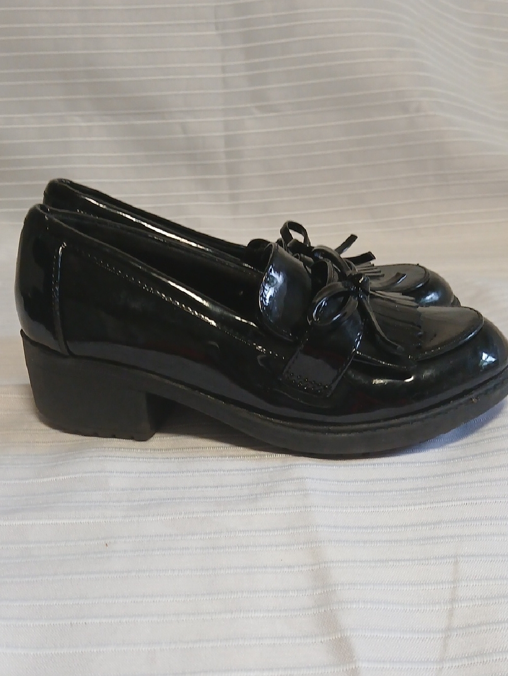 Self Esteem Black Patent Tassel Loafers